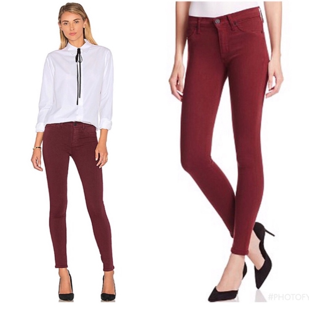 NWT Hudson Nico Super Skinny Maroon Jeans SZ 24